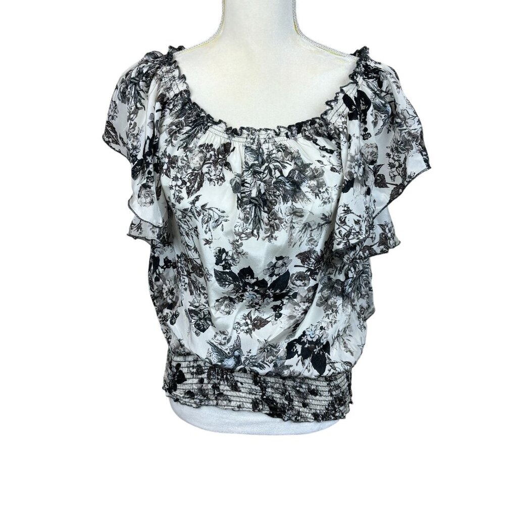 Bailey 44 blouse, size Medium, cottagecore, floral, dressy, ruffles, silk, NWOT